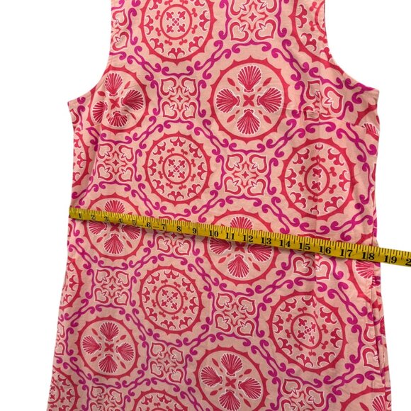 Crown & Ivy Mini Dress Pink Red Medallion Print Sleeveless Pockets Cotton Size S - Picture 9 of 11